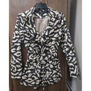 Darjoni Animal Print Coat Button W/Tie‎ Size Small